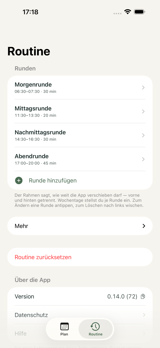 Verwaltung der eigenen Runden