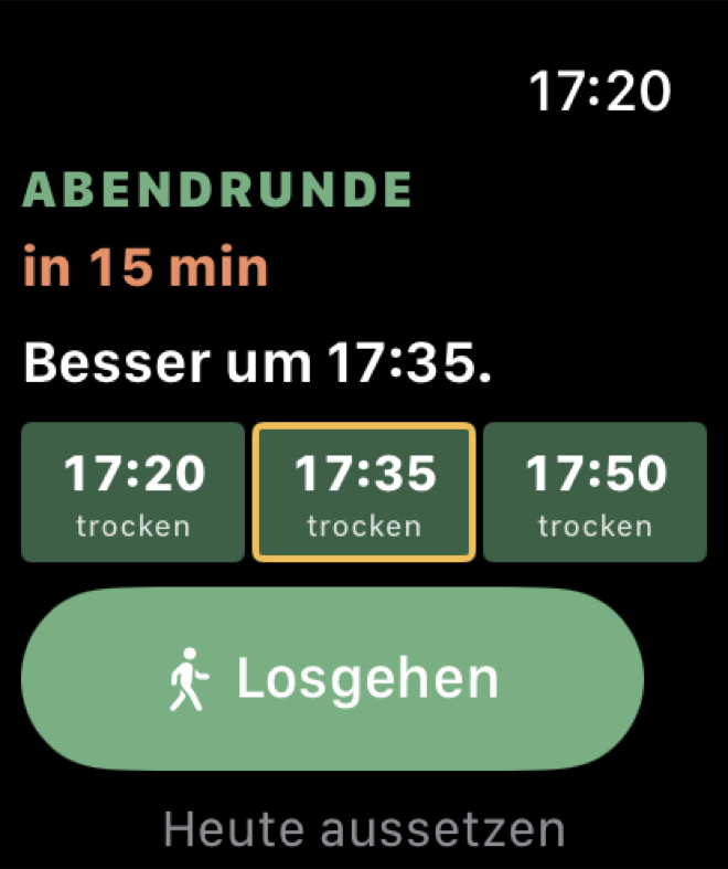 Die nächste Runde auf der Apple Watch: Countdown, Aussage, Zeitfenster und „Losgehen“